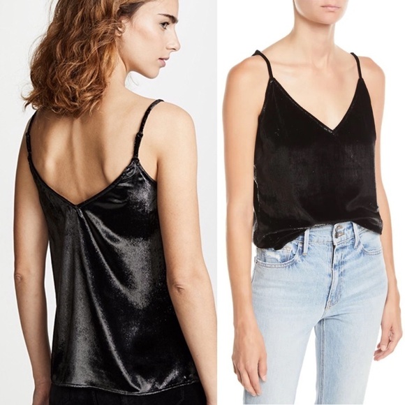 FRAME 90s Sparkle Liquid Velvet Sleeveless V-Neck Relaxed Camisole Tank Top XS - Picture 2 of 12